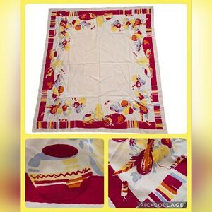 Vintage 1950s Wilendur Large Tutti Frutti Tablecloth